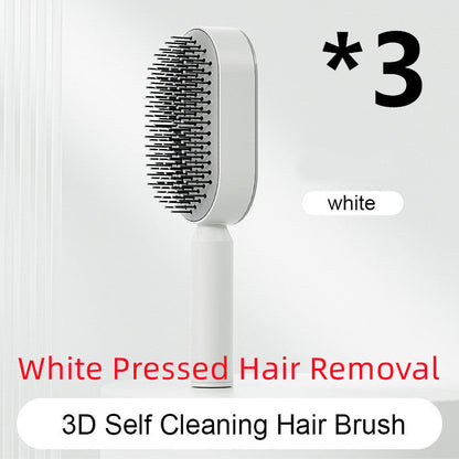 Self Cleaning Hair Brush For Women One-key Cleaning Hair Loss Airbag Massage Scalp Comb Anti-Static Hairbrush 