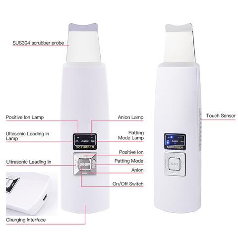Ultrasonic Skin Scrubber Face Cleanser Blackhead Acne Removal Facial Spa Vibration Massager Ultrasound Peeling Clean Machine 394 