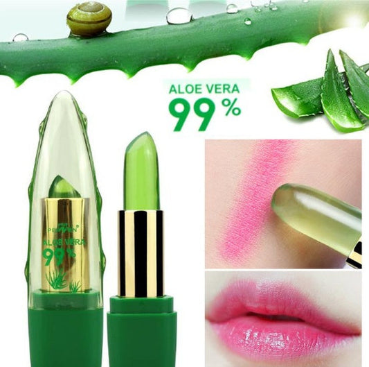 Aloe Vera Gel Color Changing Lipstick Gloss  Moisturizer Anti-drying Desalination Fine-grain Lip Blam Care 