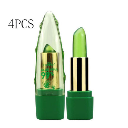 Aloe Vera Gel Color Changing Lipstick Gloss  Moisturizer Anti-drying Desalination Fine-grain Lip Blam Care 
