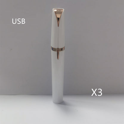 Mini Electric Eyebrow Trimmer Lipstick Brows Pen Hair Remover Painless Razor Epilator with LED Light 
