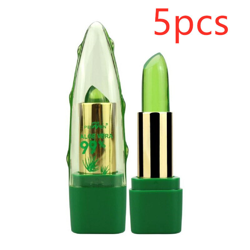 Aloe Vera Gel Color Changing Lipstick Gloss  Moisturizer Anti-drying Desalination Fine-grain Lip Blam Care 