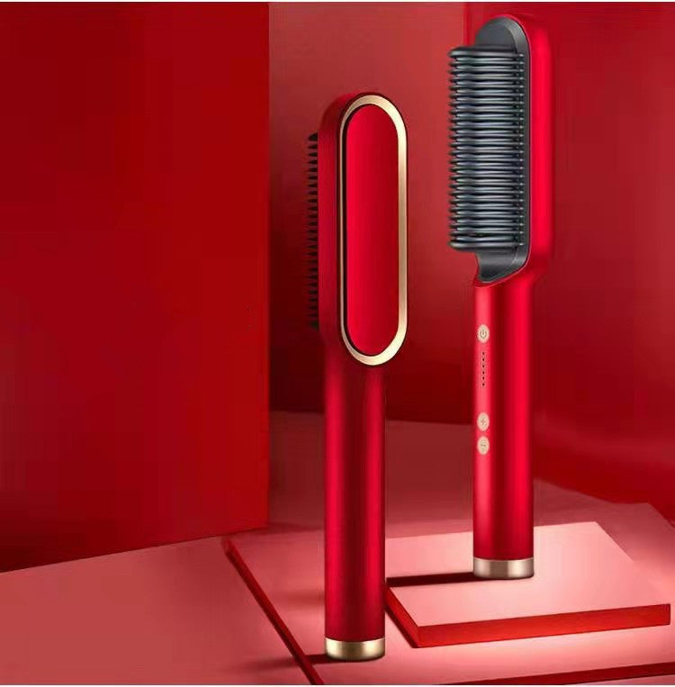 New 2 In 1 Hair Straightener Hot Comb Negative Ion Curling Tong Dual-purpose Electric Hair Brush 