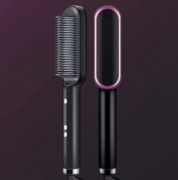 New 2 In 1 Hair Straightener Hot Comb Negative Ion Curling Tong Dual-purpose Electric Hair Brush 