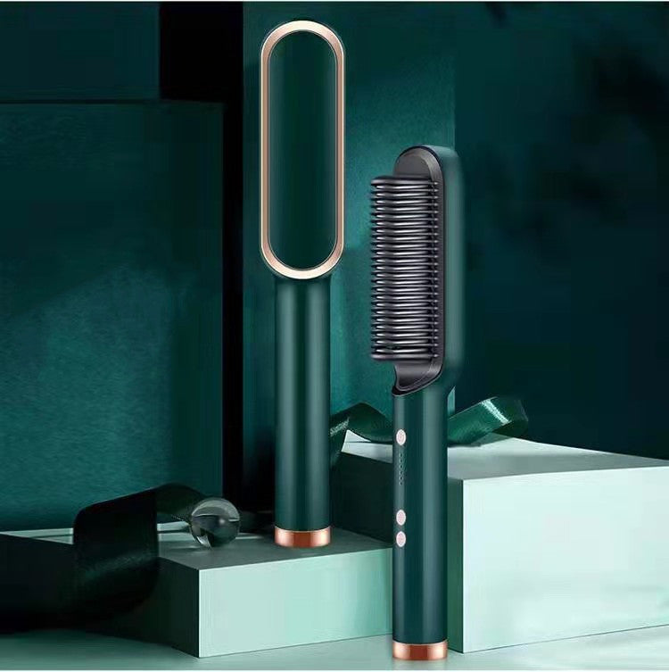 New 2 In 1 Hair Straightener Hot Comb Negative Ion Curling Tong Dual-purpose Electric Hair Brush 