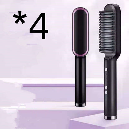 New 2 In 1 Hair Straightener Hot Comb Negative Ion Curling Tong Dual-purpose Electric Hair Brush 