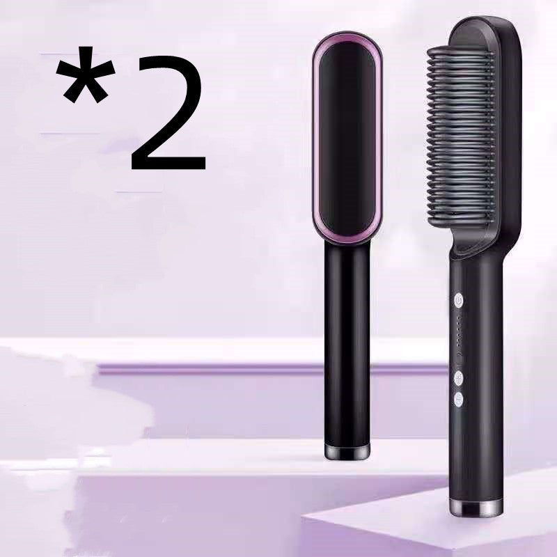 New 2 In 1 Hair Straightener Hot Comb Negative Ion Curling Tong Dual-purpose Electric Hair Brush 