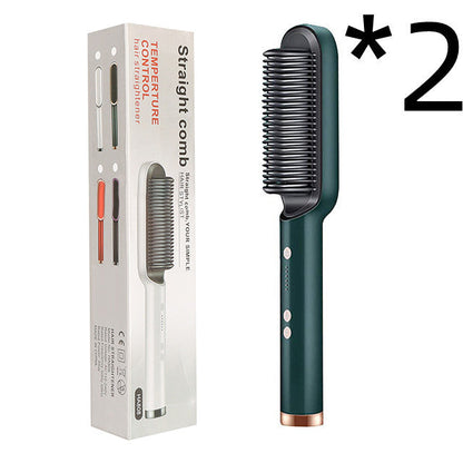New 2 In 1 Hair Straightener Hot Comb Negative Ion Curling Tong Dual-purpose Electric Hair Brush 