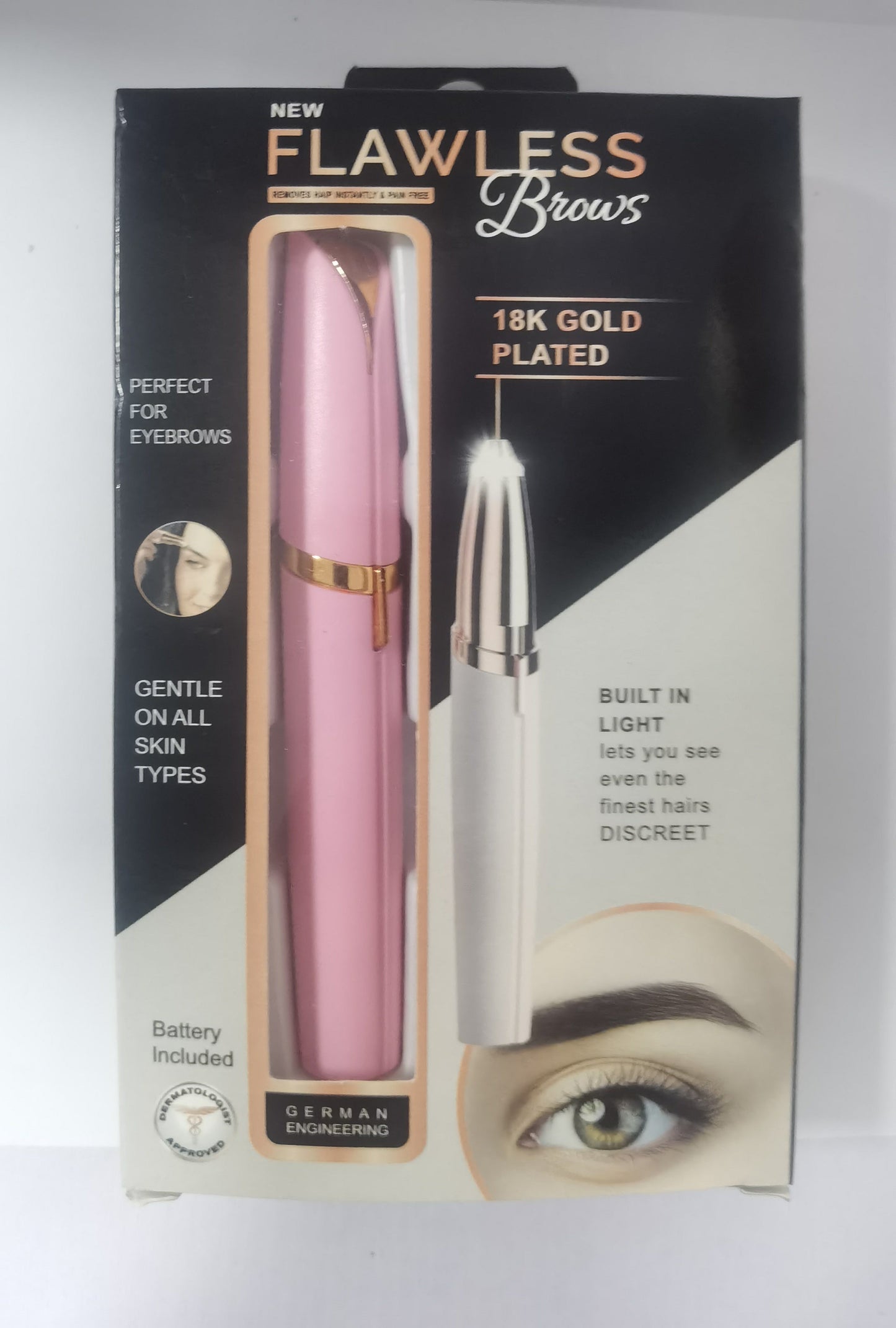 Mini Electric Eyebrow Trimmer Lipstick Brows Pen Hair Remover Painless Razor Epilator with LED Light 