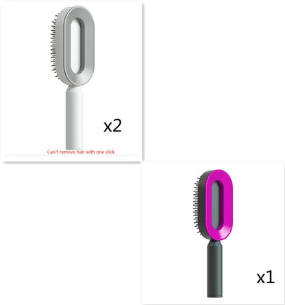 Self Cleaning Hair Brush For Women One-key Cleaning Hair Loss Airbag Massage Scalp Comb Anti-Static Hairbrush 