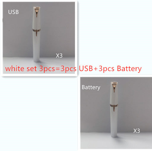 Mini Electric Eyebrow Trimmer Lipstick Brows Pen Hair Remover Painless Razor Epilator with LED Light 