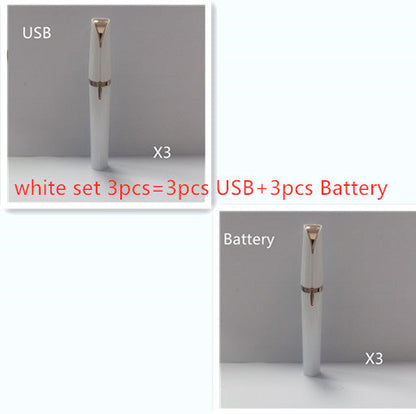 Mini Electric Eyebrow Trimmer Lipstick Brows Pen Hair Remover Painless Razor Epilator with LED Light 