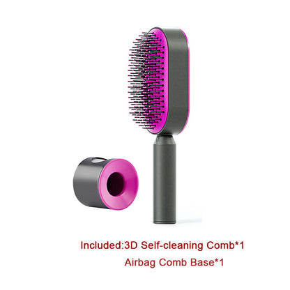 Self Cleaning Hair Brush For Women One-key Cleaning Hair Loss Airbag Massage Scalp Comb Anti-Static Hairbrush 