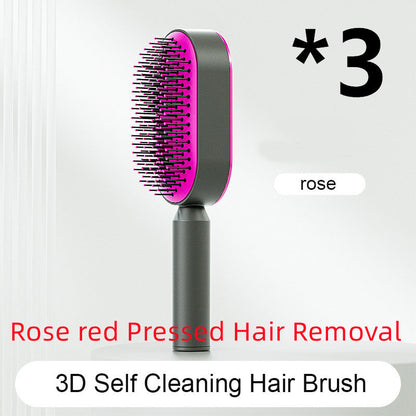 Self Cleaning Hair Brush For Women One-key Cleaning Hair Loss Airbag Massage Scalp Comb Anti-Static Hairbrush 