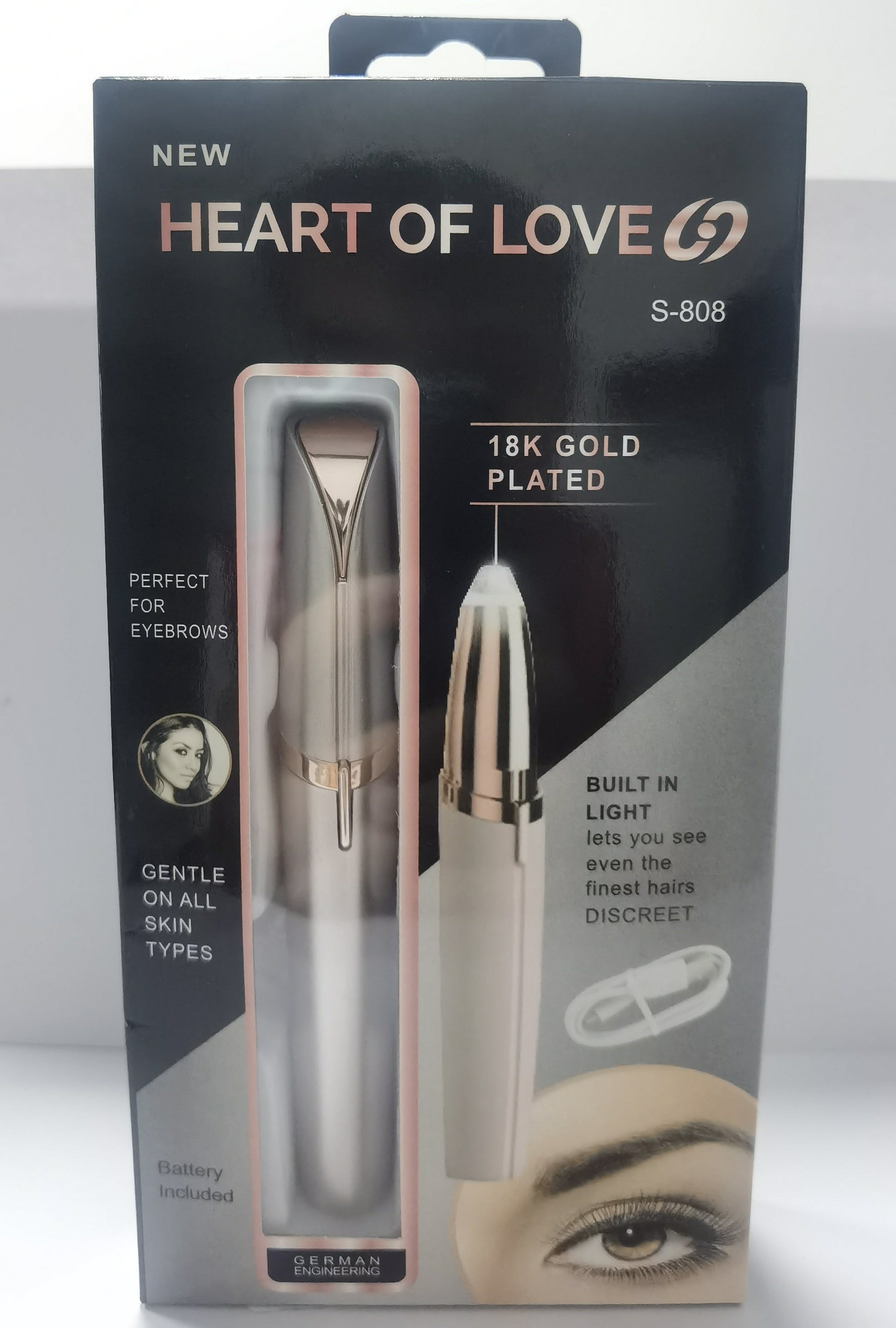 Mini Electric Eyebrow Trimmer Lipstick Brows Pen Hair Remover Painless Razor Epilator with LED Light 