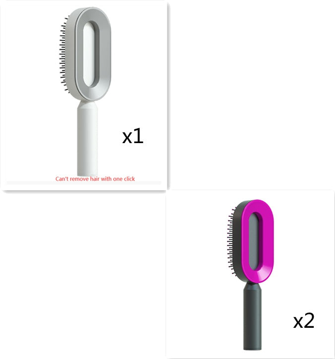 Self Cleaning Hair Brush For Women One-key Cleaning Hair Loss Airbag Massage Scalp Comb Anti-Static Hairbrush 