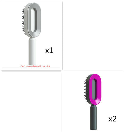 Self Cleaning Hair Brush For Women One-key Cleaning Hair Loss Airbag Massage Scalp Comb Anti-Static Hairbrush 