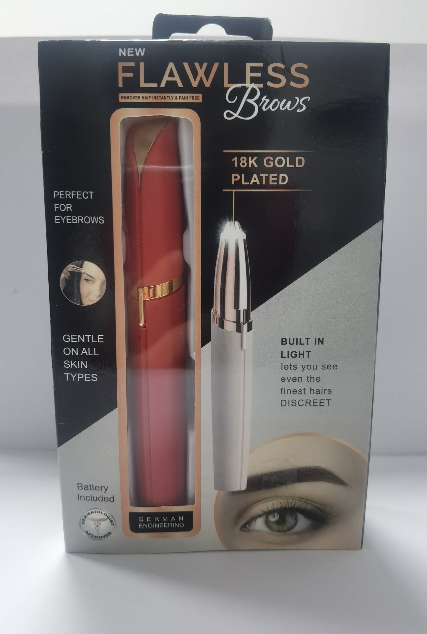 Mini Electric Eyebrow Trimmer Lipstick Brows Pen Hair Remover Painless Razor Epilator with LED Light 