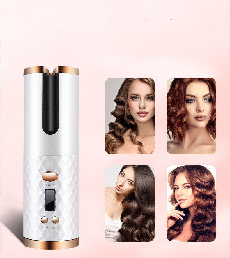Rechargeable Automatic Hair Curler Women Portable Hair Curling Iron LCD Display Ceramic Curly Rotating Curling Wave Styer 