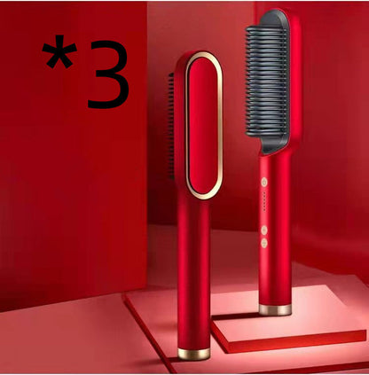 New 2 In 1 Hair Straightener Hot Comb Negative Ion Curling Tong Dual-purpose Electric Hair Brush 