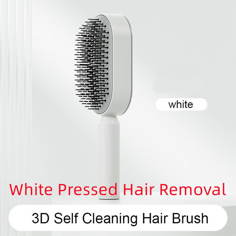 Self Cleaning Hair Brush For Women One-key Cleaning Hair Loss Airbag Massage Scalp Comb Anti-Static Hairbrush 