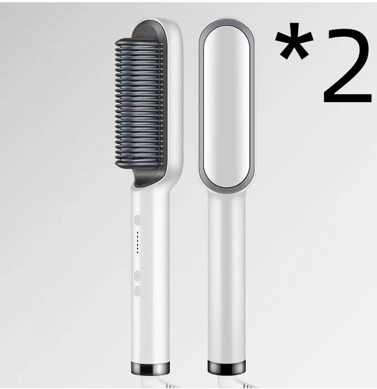 New 2 In 1 Hair Straightener Hot Comb Negative Ion Curling Tong Dual-purpose Electric Hair Brush 