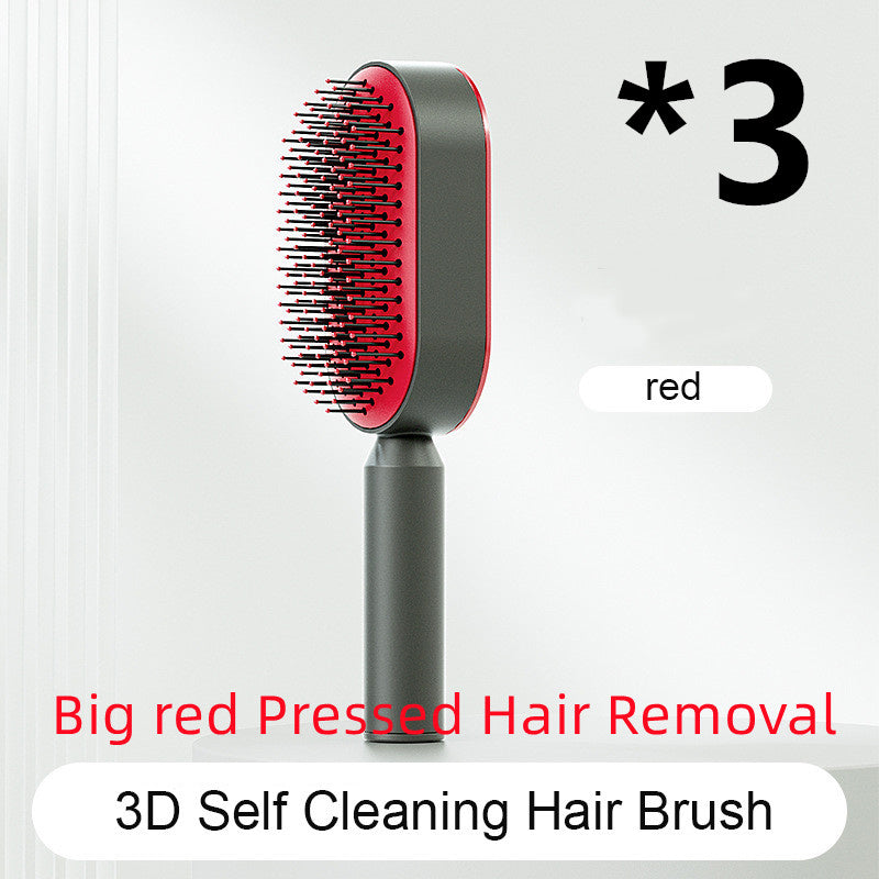 Self Cleaning Hair Brush For Women One-key Cleaning Hair Loss Airbag Massage Scalp Comb Anti-Static Hairbrush 