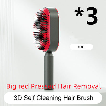 Self Cleaning Hair Brush For Women One-key Cleaning Hair Loss Airbag Massage Scalp Comb Anti-Static Hairbrush 
