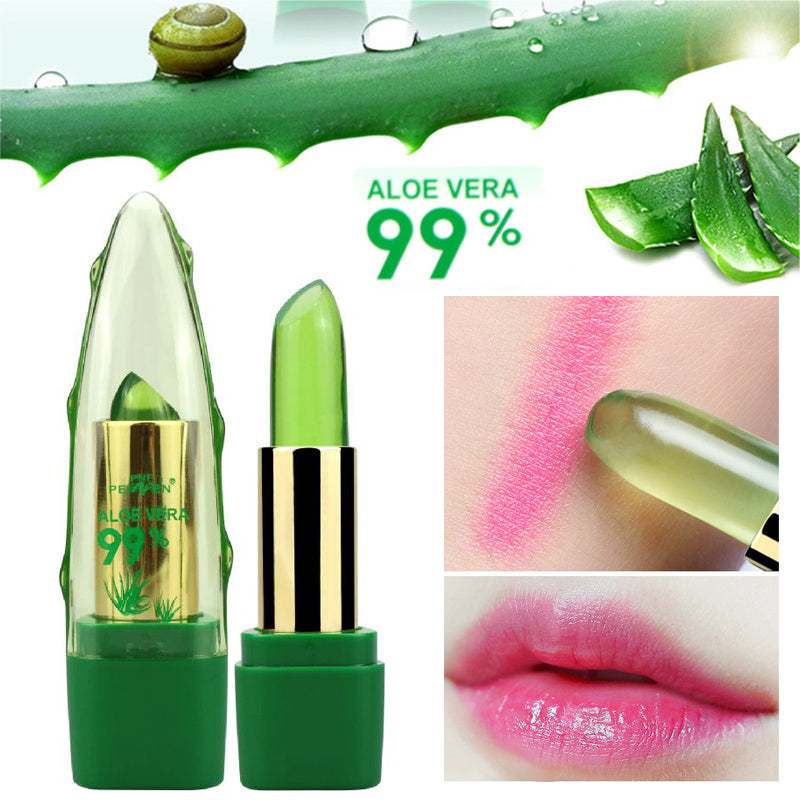 Aloe Vera Gel Color Changing Lipstick Gloss  Moisturizer Anti-drying Desalination Fine-grain Lip Blam Care 