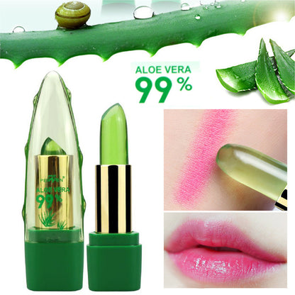 Aloe Vera Gel Color Changing Lipstick Gloss  Moisturizer Anti-drying Desalination Fine-grain Lip Blam Care 
