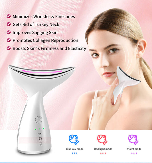 EMS Microcurrent Neck Face Beauty Device With 3 Colors LED Photon Therapy Skin Tighten Reduce Double Chin Face Lifting Devices 