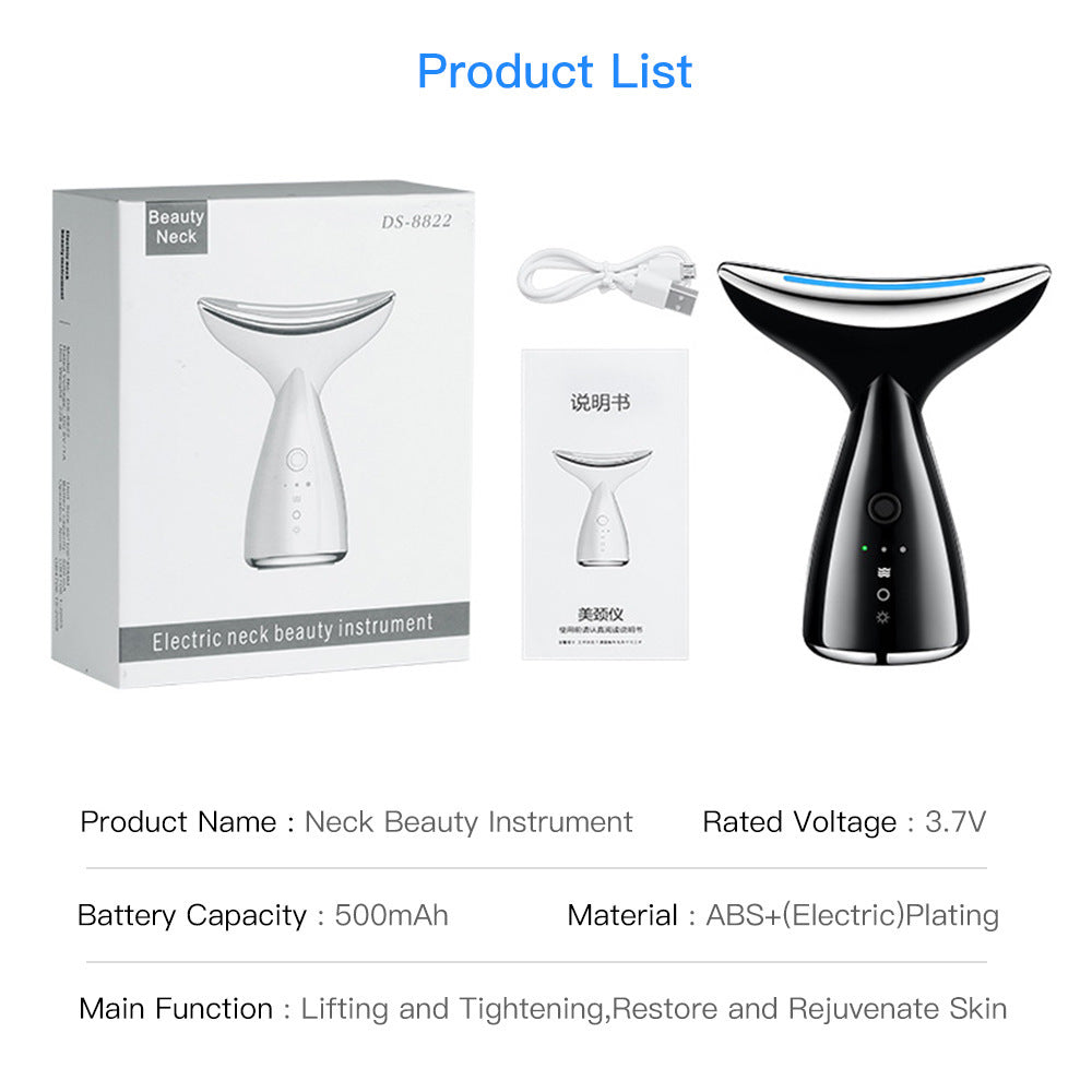 EMS Microcurrent Neck Face Beauty Device With 3 Colors LED Photon Therapy Skin Tighten Reduce Double Chin Face Lifting Devices 