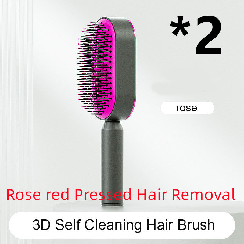 Self Cleaning Hair Brush For Women One-key Cleaning Hair Loss Airbag Massage Scalp Comb Anti-Static Hairbrush 