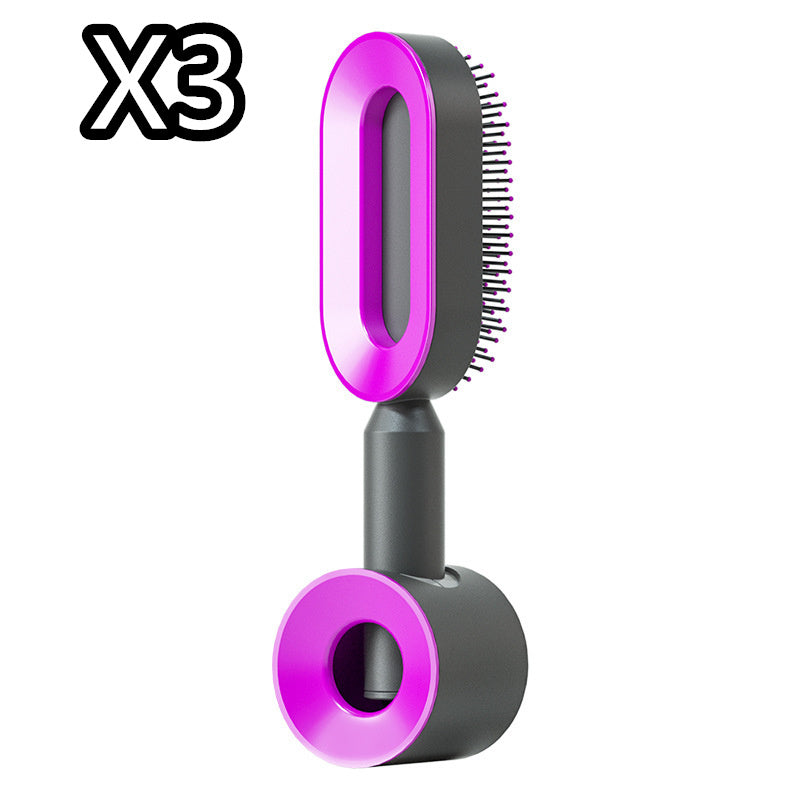 Self Cleaning Hair Brush For Women One-key Cleaning Hair Loss Airbag Massage Scalp Comb Anti-Static Hairbrush 