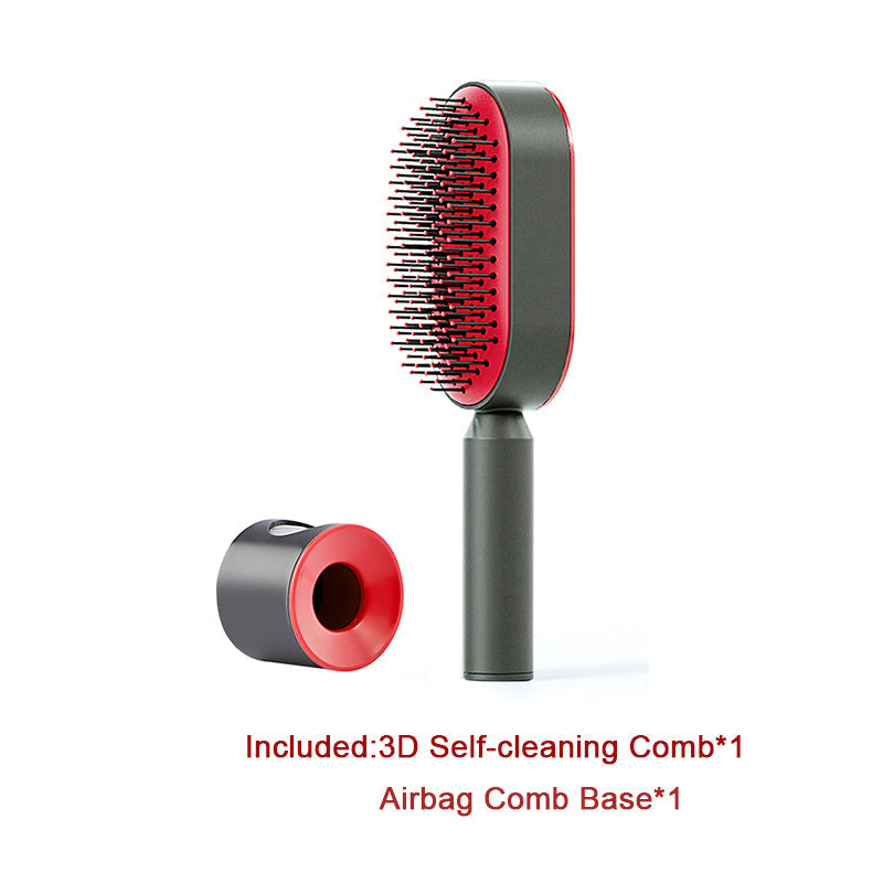 Self Cleaning Hair Brush For Women One-key Cleaning Hair Loss Airbag Massage Scalp Comb Anti-Static Hairbrush 