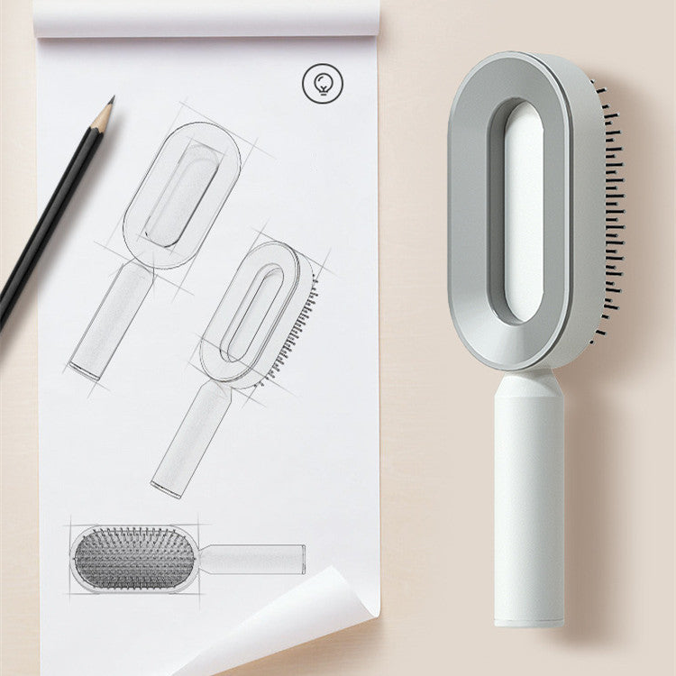 Self Cleaning Hair Brush For Women One-key Cleaning Hair Loss Airbag Massage Scalp Comb Anti-Static Hairbrush 