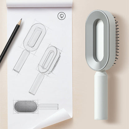 Self Cleaning Hair Brush For Women One-key Cleaning Hair Loss Airbag Massage Scalp Comb Anti-Static Hairbrush 
