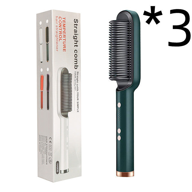 New 2 In 1 Hair Straightener Hot Comb Negative Ion Curling Tong Dual-purpose Electric Hair Brush 