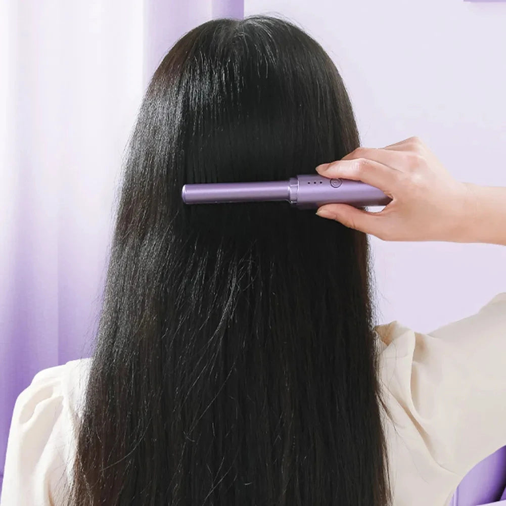 Professional Wireless Hair Straightener Curler Comb Fast Heating Negative Ion Straightening Curling Brush Hair Styling Tools 