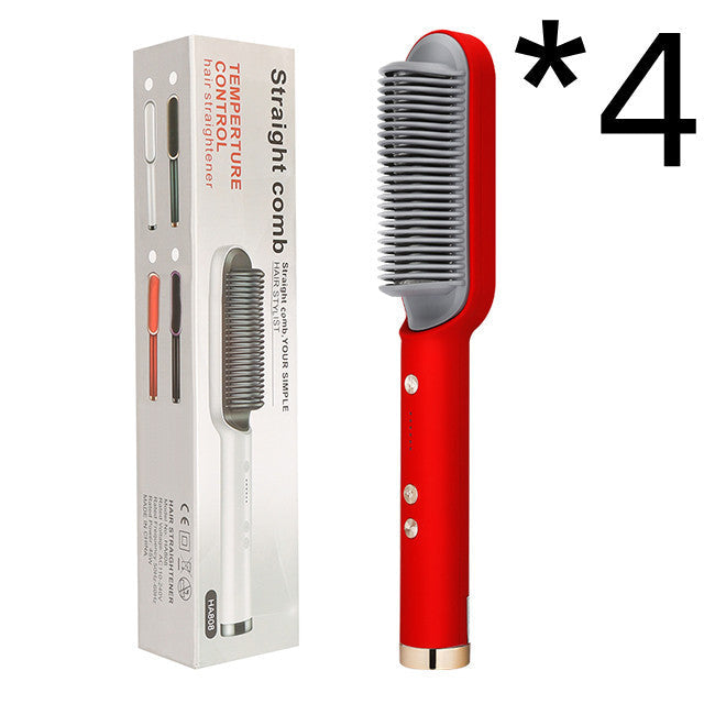 New 2 In 1 Hair Straightener Hot Comb Negative Ion Curling Tong Dual-purpose Electric Hair Brush 