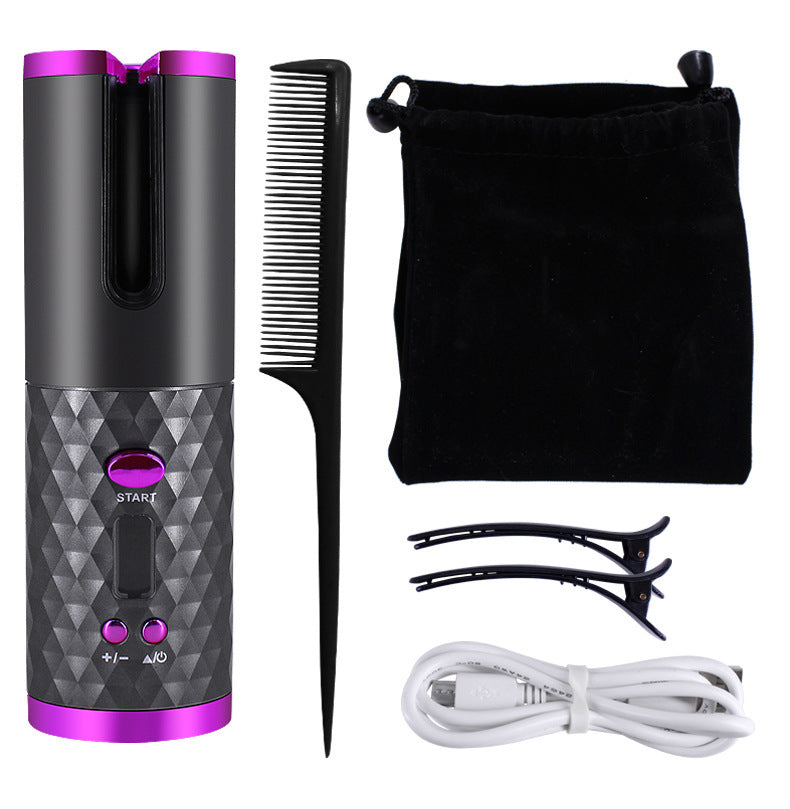 Rechargeable Automatic Hair Curler Women Portable Hair Curling Iron LCD Display Ceramic Curly Rotating Curling Wave Styer 