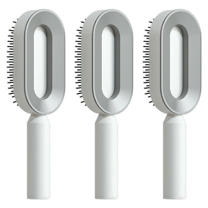 Self Cleaning Hair Brush For Women One-key Cleaning Hair Loss Airbag Massage Scalp Comb Anti-Static Hairbrush 