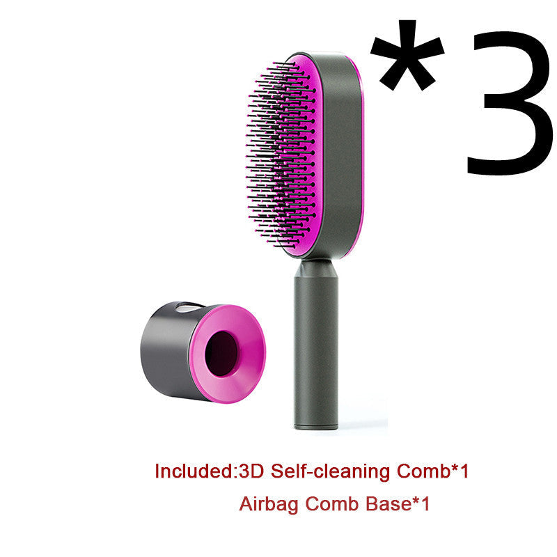 Self Cleaning Hair Brush For Women One-key Cleaning Hair Loss Airbag Massage Scalp Comb Anti-Static Hairbrush 
