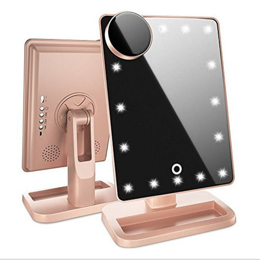 Touch Screen Makeup Mirror With 20 LED Light Bluetooth Music Speaker 10X Magnifying Mirrors Lights 