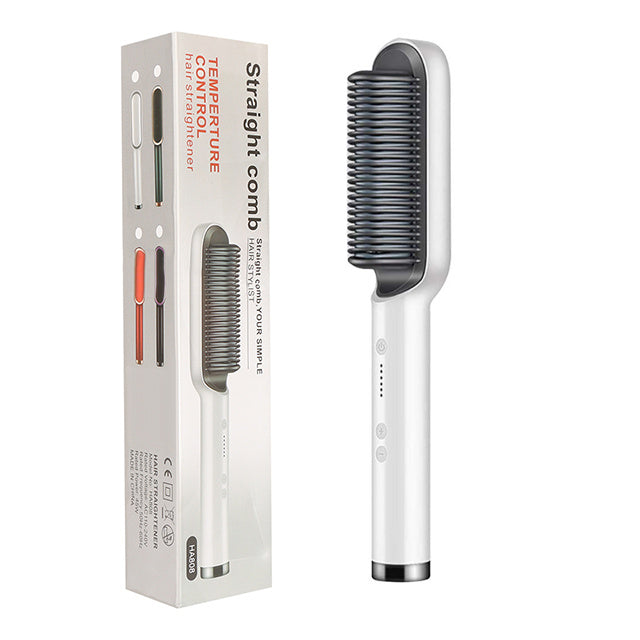 New 2 In 1 Hair Straightener Hot Comb Negative Ion Curling Tong Dual-purpose Electric Hair Brush 
