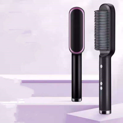 New 2 In 1 Hair Straightener Hot Comb Negative Ion Curling Tong Dual-purpose Electric Hair Brush 