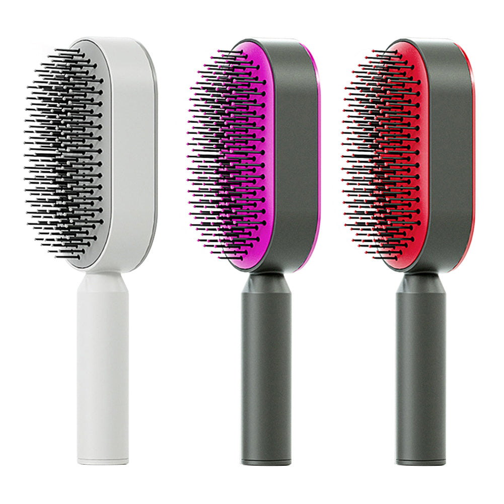 Self Cleaning Hair Brush For Women One-key Cleaning Hair Loss Airbag Massage Scalp Comb Anti-Static Hairbrush 