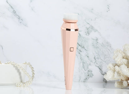 4 In 1 USB Rechargeable Electric Facial Cleansing Brush Soft Skin Care Portable Massager Face Brush Deep Cleaning Device 