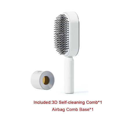 Self Cleaning Hair Brush For Women One-key Cleaning Hair Loss Airbag Massage Scalp Comb Anti-Static Hairbrush 