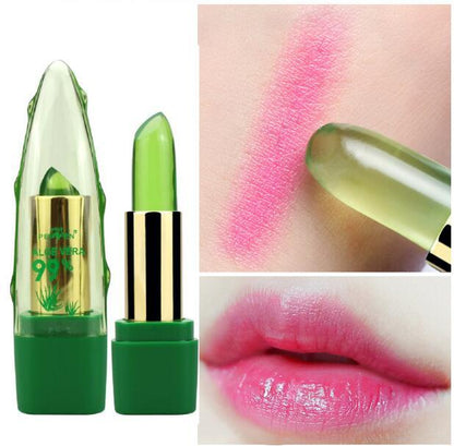Aloe Vera Gel Color Changing Lipstick Gloss  Moisturizer Anti-drying Desalination Fine-grain Lip Blam Care 